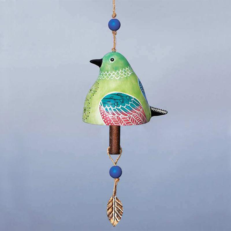 Hand Painted Resin Hanging Bird Song Bell Bird Wind Chime For Wall Window Door Wind Bell Hanging Ornaments Garden Patio Decor