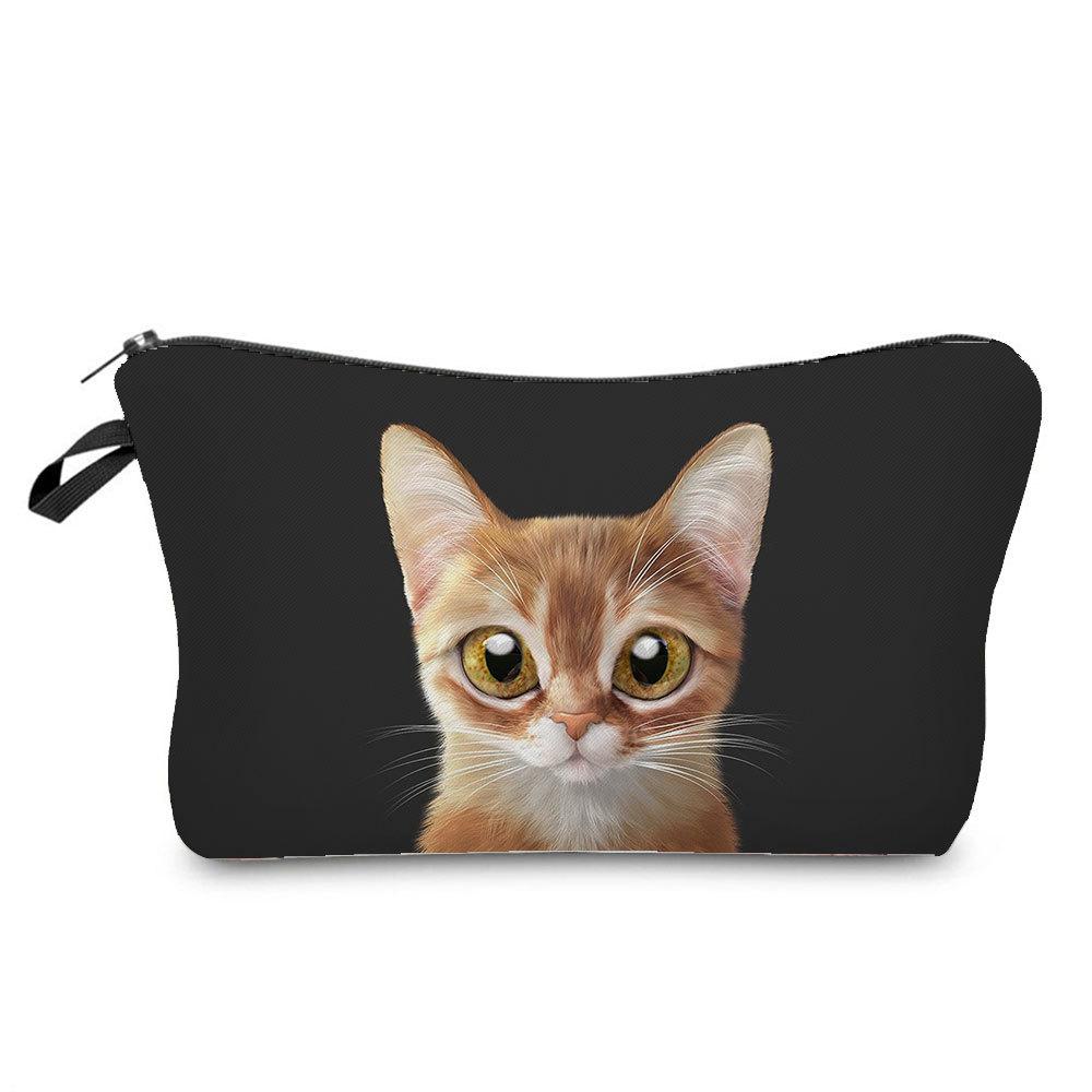 Women Cat Print Cosmetic Bag Toiletries Organize Travel Storage Case  6421
