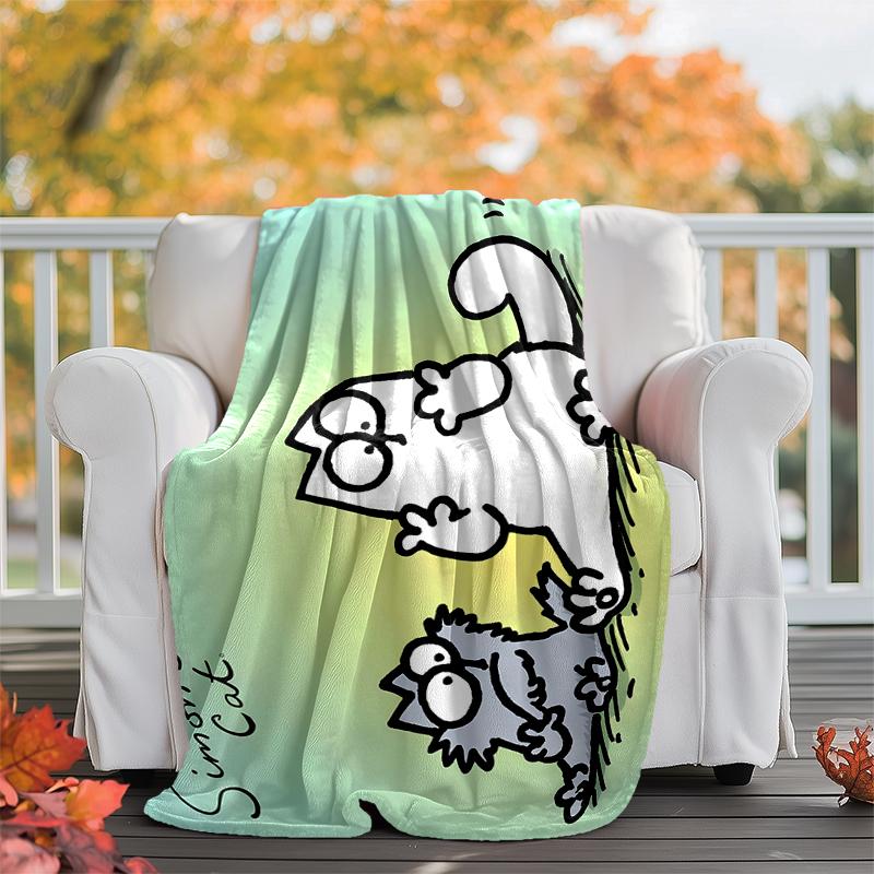 Simon's cat Flannel Blanket Soft Warm All-Season Throw, Design for Camping, Car Travel, Hiking Sofa, Bed, Office Perfect Gift for Parties