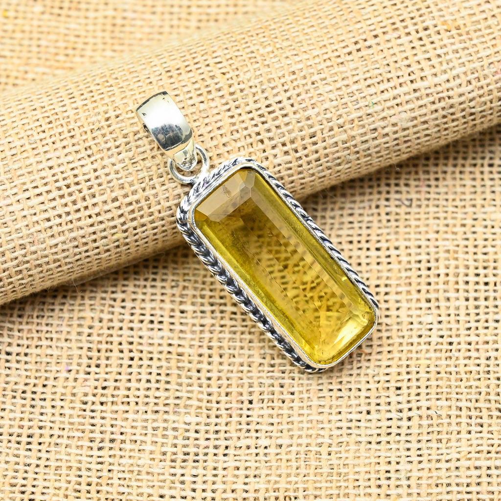 Citrine Gemstone Handmade 925 Sterling Silver Jewelry Lovely Pendant Gift For Her