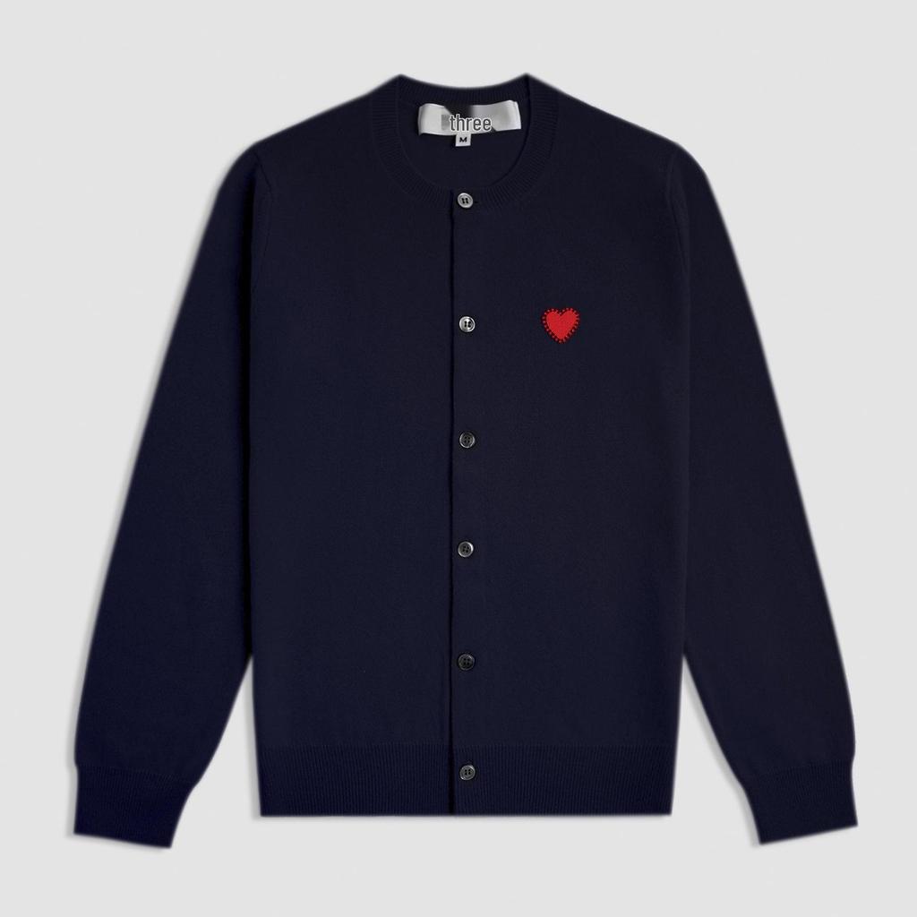 Японский кардиган Kawakubo с сердечками из страз: Красный шерстяной свитер с круглым вырезом для пары