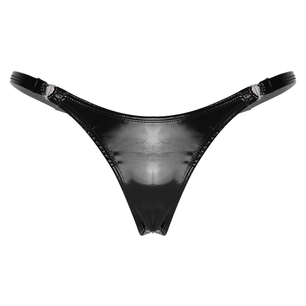 Sexy Thong Patent Leather Female Low Rise Briefs Ladies Shiny Bikini Underpants Lingerie