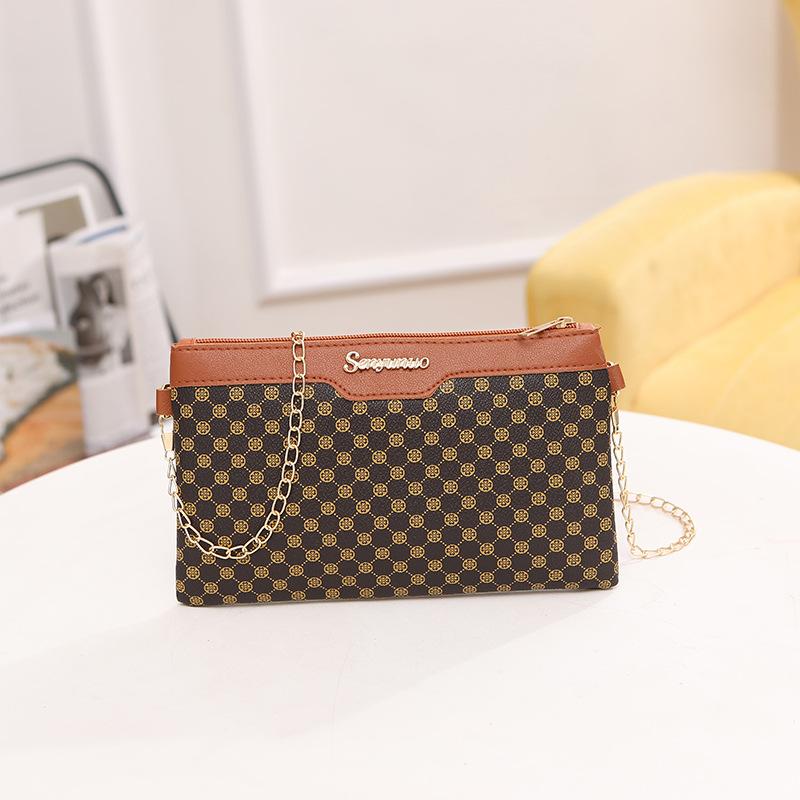 Женская сумка новая с принтом контрастного цвета на плечо с декоративной цепочкой кроссбоди маленькая квадратная сумка повседневная для мелочи