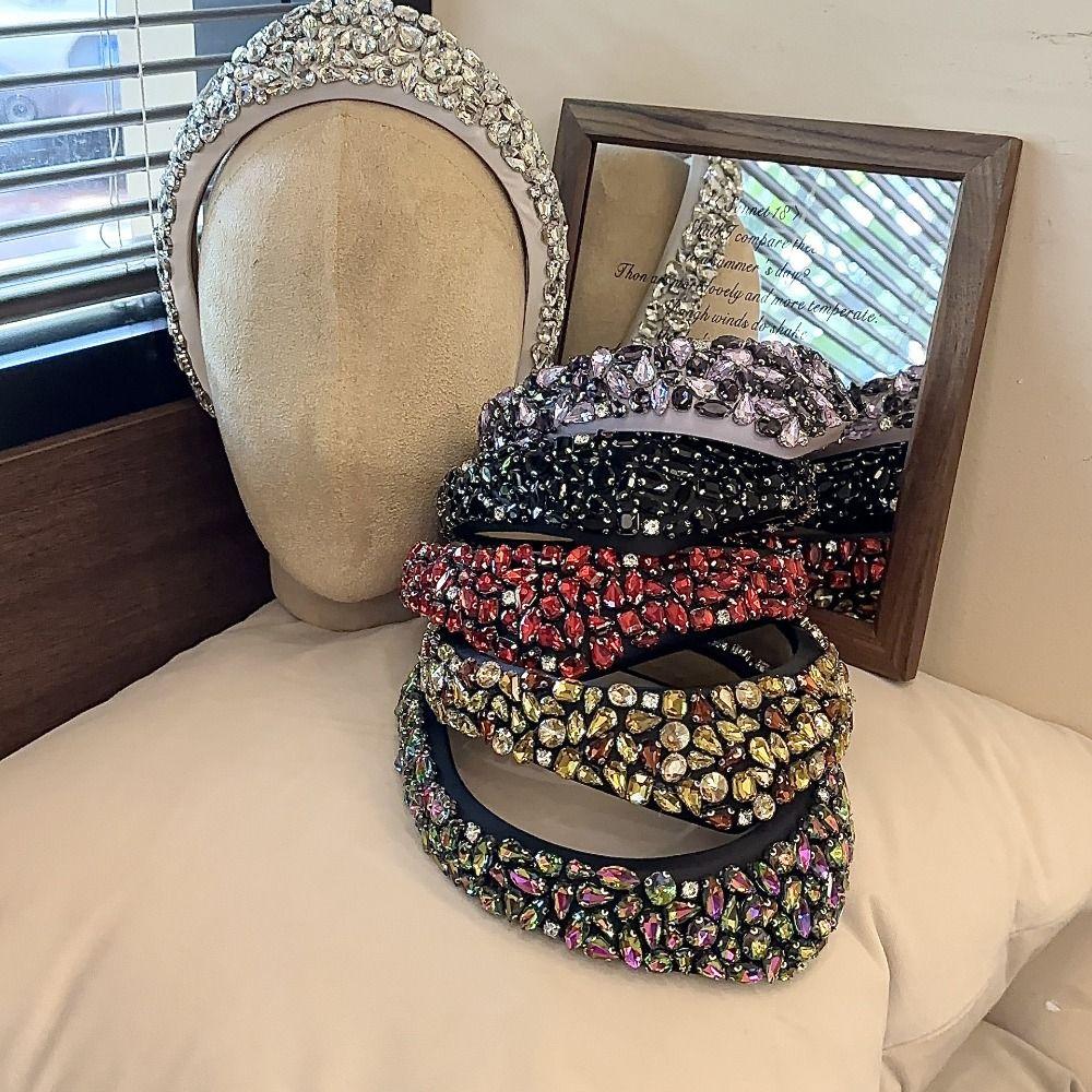 Черная Кристаллическая Каменная Повязка на Голову Со Стразами Мягкая Повязка с Алмазами для Умывания Лица