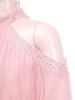 Girls Elegant Party Gown Halter Off Shoulder Long Sleeve High Waist Ruffled Irregular Hem Fake Diamond Design Dress