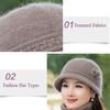 Middle-aged and Elderly Hats Ladies Autumn and Winter Rabbit Fur Knitted Woolen Hats Elderly Grandma Warm Hats Winter Mother Hats Women