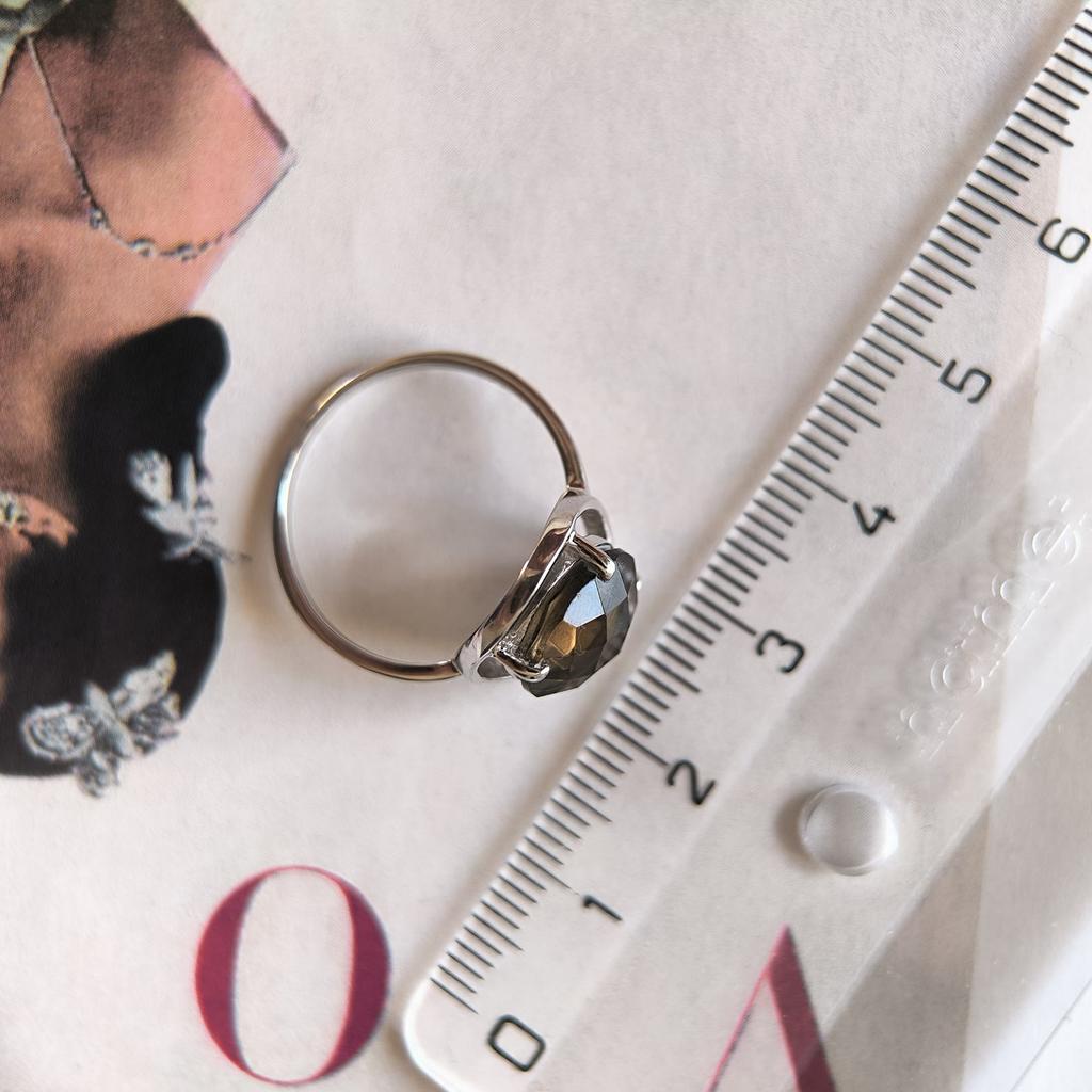 Серебряное кольцо с натуральным раухтопазом (дымчатым кварцем) 3.425ct, вес изделия 2,38 гр (2207276)