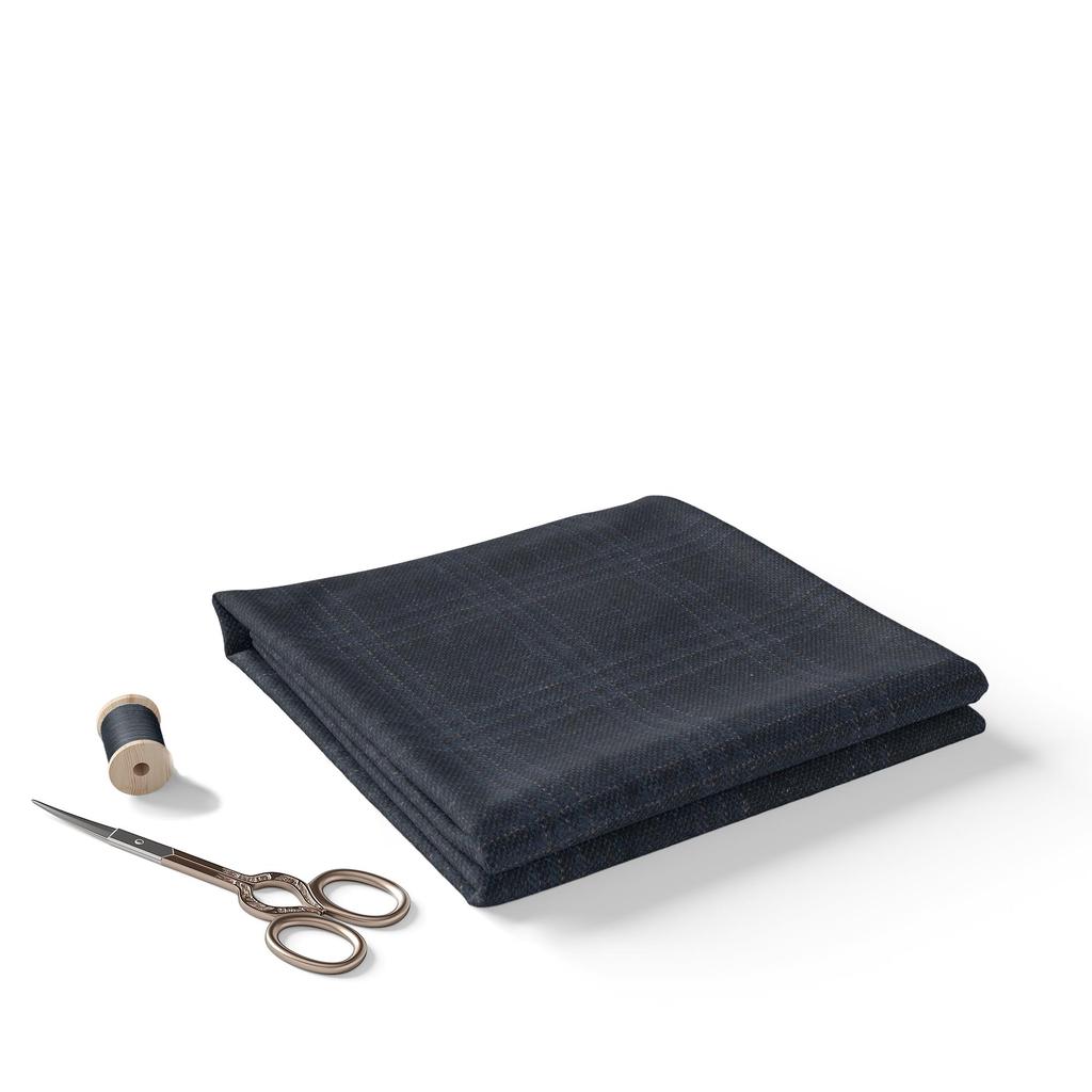 Unstitched Blue Plaid Three Piece Suit - 70% Viscose,30% Polyester