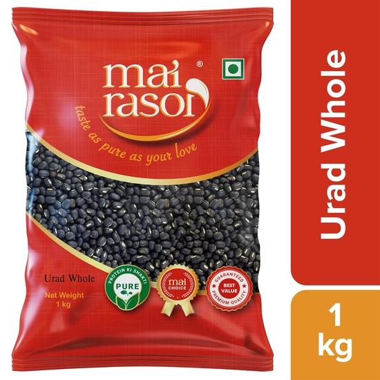 MAI RASOI Black/Kali Urad Whole/Sabut Unpolished 1Kg Pouch