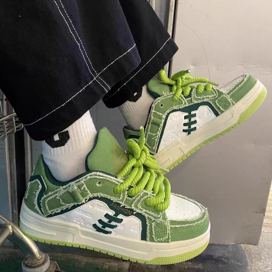 Ins Style Broken Denim Мужская обувь Ретро Кроссовки с толстой подошвой и пластинами