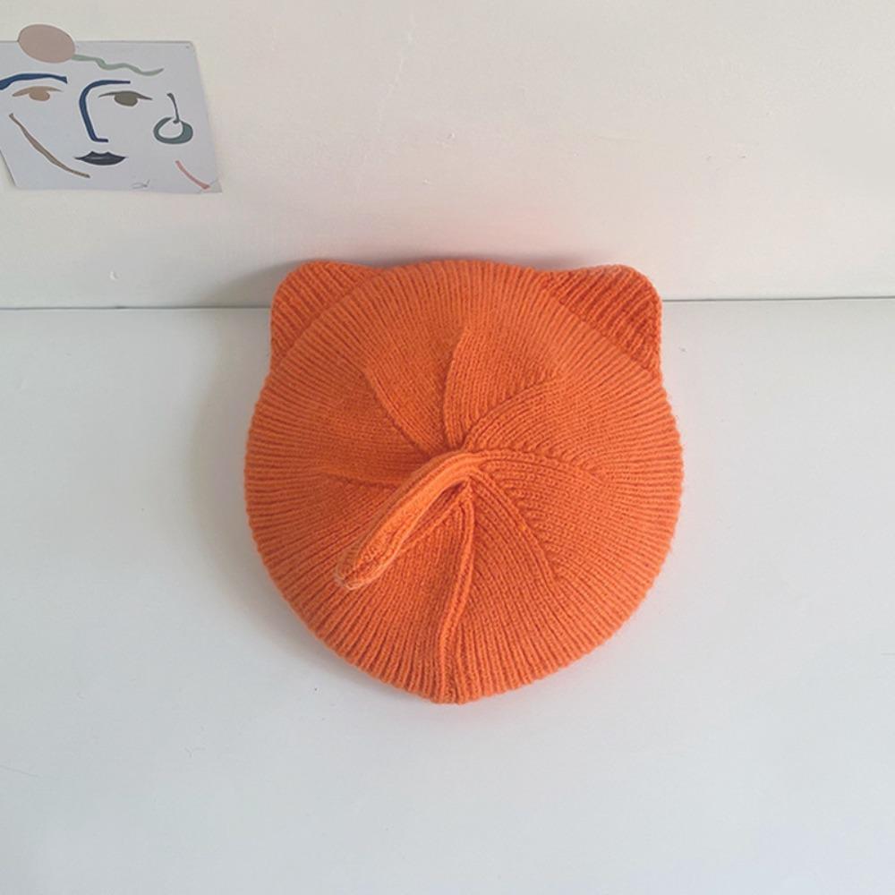 Однотонная шапка-бини, шерстяная шапка-колпачок, симпатичная вязаная крючком детская шапочка