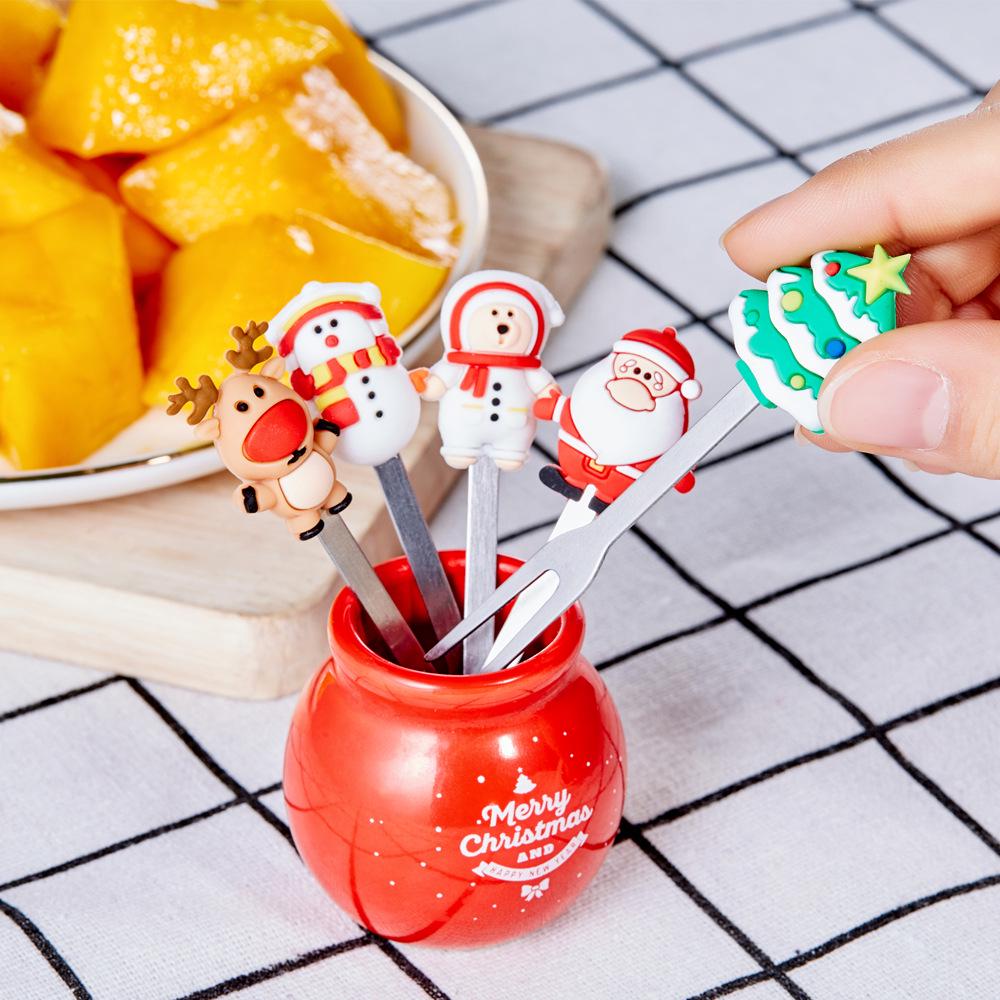 Детские вилки для фруктов из нержавеющей стали - Милые десертные и пирожные вилки с банкой для хранения для домашнего использования для малышей