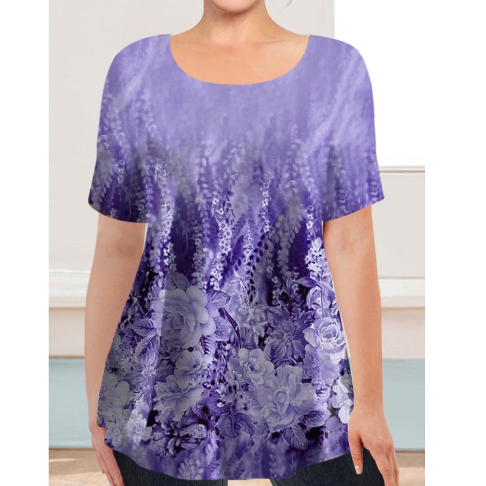 Новая женская футболка большого размера, футболка с 3d принтом, пуловер с круглым вырезом, топы с короткими рукавами, свободные женские футболки с большим контуром