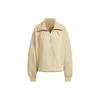 Spacer 1/2 Zip Track Top Solid Color Loose Fit Pullover Sweatshirt Women Tops Light-Khaki JJ3796