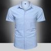 Men‘s Cotton Shirt Breathable Sweat-Absorbent Smart Casual Short-Sleeve Summer Men Solid Color Turn-Down Collar Shirts Plus Size