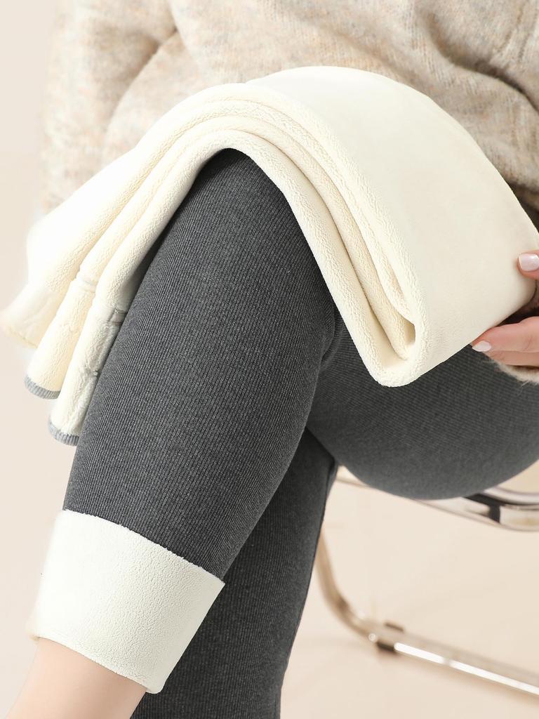 Женские хлопковые леггинсы большого размера на флисовой подкладке - Очень толстые, с высокой посадкой, в вертикальную полоску, размеры до 200 цзинь