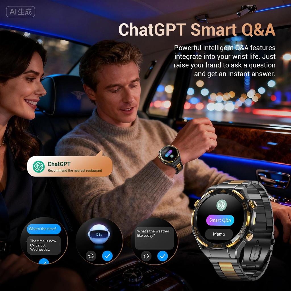 Blackview W90 Pro AI Защищенные умные часы со встроенным ChatGPT | 1,43" AMOLED-экран 100+ спортивных режимов GPS + Компас Bluetooth-звонки Аккумулятор 900 мАч