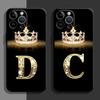 Чехол для телефона Diamond Crown Letter Capa для iPhone 16 15 14 13 12 11 Plus 16 15 14 13 12 11 Pro Max 13 12 Mini XS Max 7 8 16e