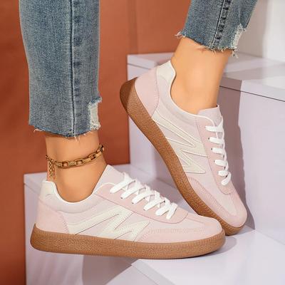 Женские кроссовки Новая мода Круглый носок Повседневная шнуровка Обувь для женщин Лоскутная в стиле ретро Уличные плоские кроссовки Женские De Mujer