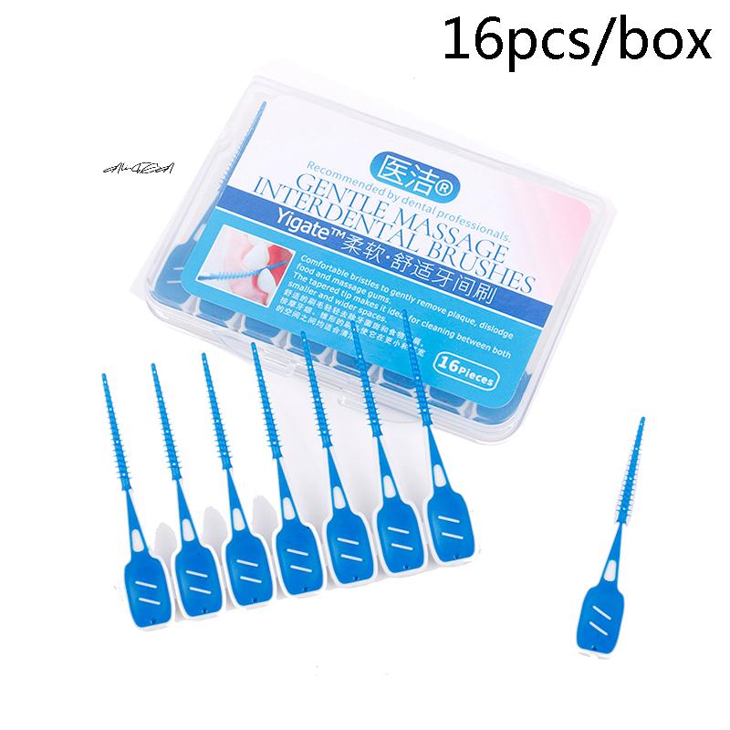 16Pcs Interdental Silicone Brushes Dental Toothpicks Brush Between Teeth Silicone Toothpicks With Thread Oral Cleaning Tool