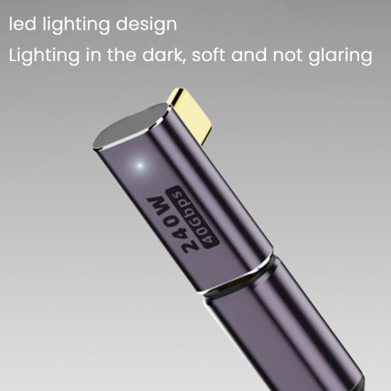 USB C адаптер с прямым углом 240 Вт PD 8K@60 Гц видео зарядный адаптер 40 Гбит/с передача данных светодиодный металлический адаптер для MacBook Pro для iPad Pro