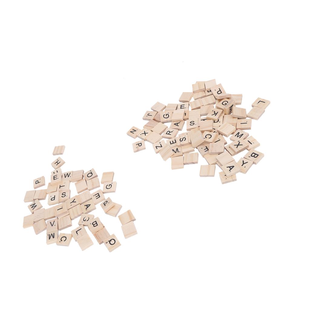 100Pcs Wood Letter Tiles Durable Clear Wearproof Wooden Spelling Tiles Crafts Pendants