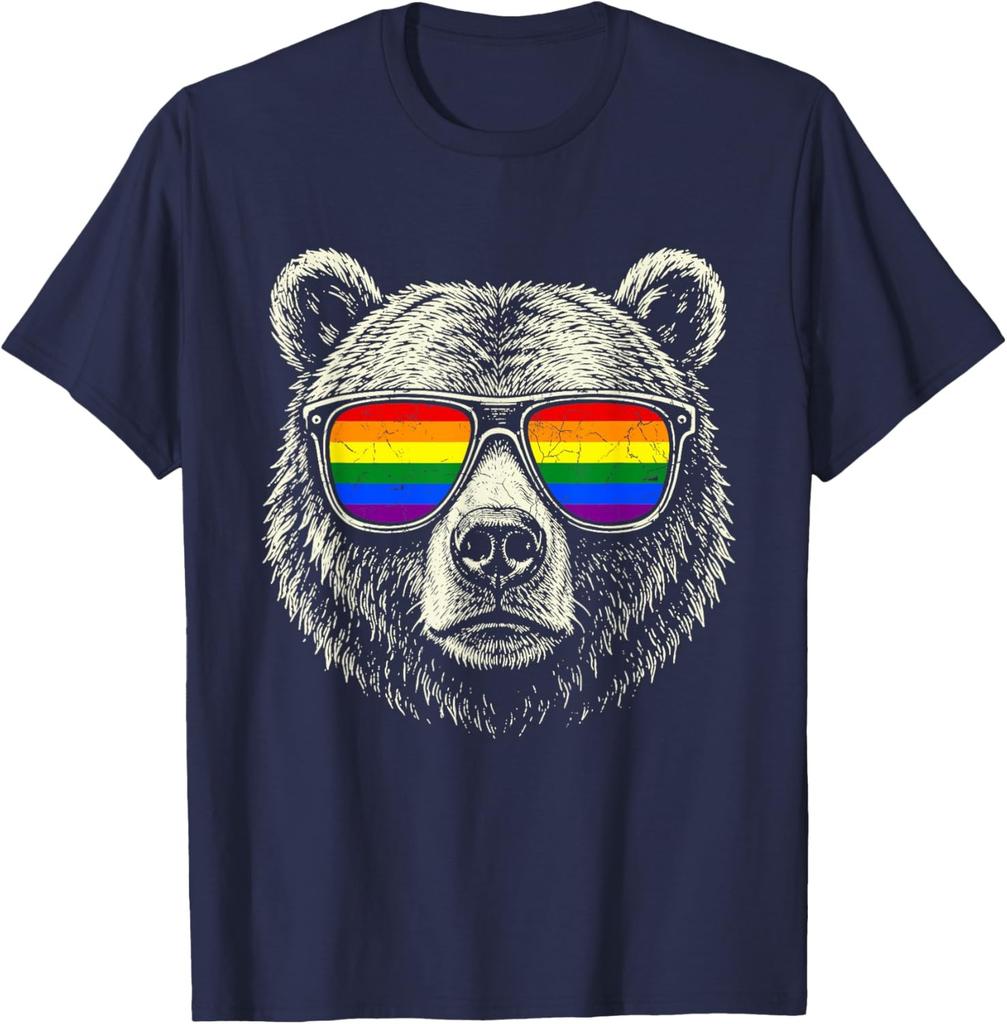 Gay Pride Bear Sunglasses Rainbow Flag LGBTQ Ally LGBT Men Unisex T-Shirt