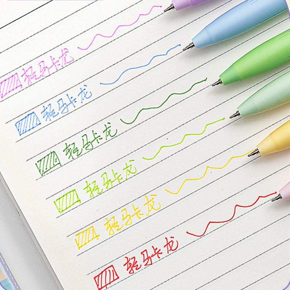 6 цветов/набор Нажимная цветная гелевая ручка Цветные чернила Макарон/Моранди/Ретро цвет Нейтральная ручка 0,5 мм ST наконечник Ручка для подписи Подарок для студентов