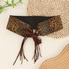 Leopard Print West Cowboy Waist Belt Trouser Decoration Pu Waistbands Splicing Rings Belt  Daily