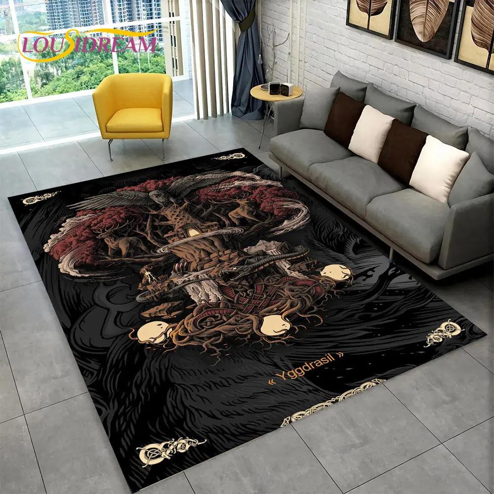 Ковер-циновка Викинг Скандинавская мифология Бог Локи Руна,Ковер для гостиной спальни дивана придверный коврик кухонный декор,Нескользящий коврик для пола