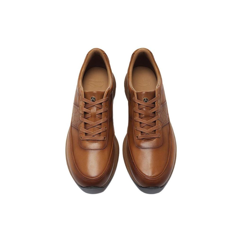 Li-Ning 1990 Commuter Series Простые удобные прочные повседневные туфли с низким верхом для повседневной носки Мужские повседневные туфли желто-коричневого цвета ALJT069-1