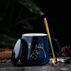 400ml New Product European Style Light Luxury Gold-painted Ceramic Coffee Mug with Lid Spoon Water Cup Cartoon Totoro Mug