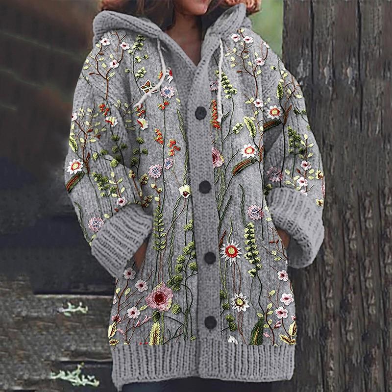 3D Printed Hooded Sweatshirt Coat Women Casual Loose Fit Long Sleeve Street Style Fall Winter