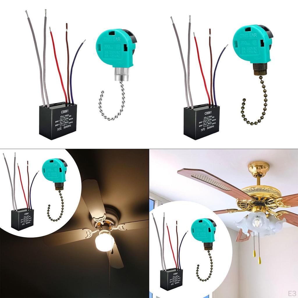 3-скоростной переключатель потолочного вентилятора с 5-проводной тягой для освещения шкафа