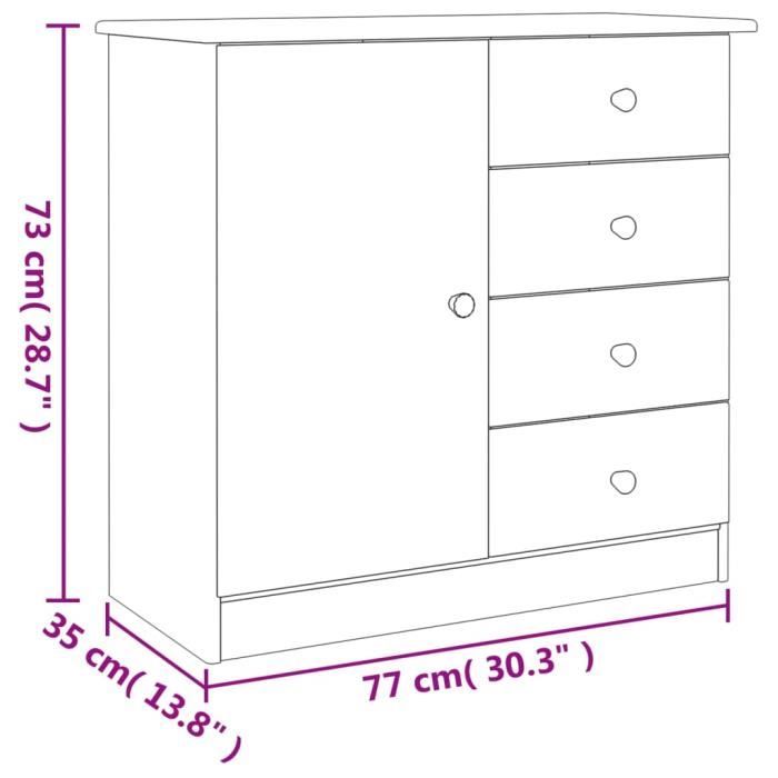VidaXL Buffet ALTA blanc 77x35x73 cm bois massif de pin 353944