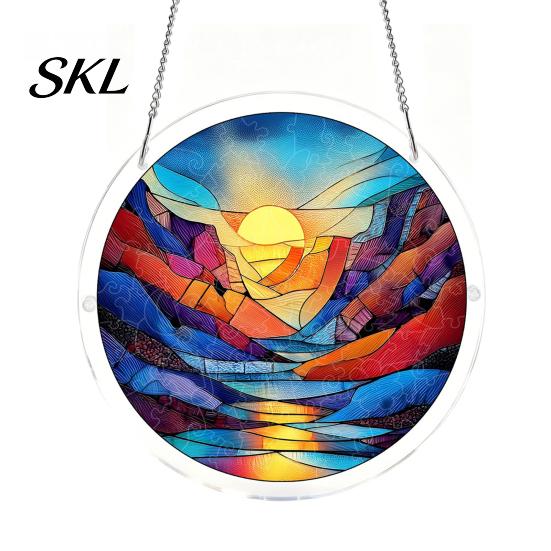 Home Decor Puzzle Gift Acrylic Suncatcher, Colorful Window Hanging, 7.48 Inch Sun Catcher Stained Glass Decoration Ornament, Ideal for Gifting