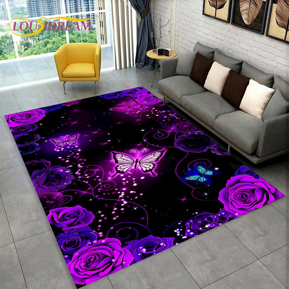 Ковер Pretty Dream Butterfly Flower Area Rug Large, ковер для дома, гостиной, спальни, дивана, коврика для двери, декора, детские нескользящие коврики