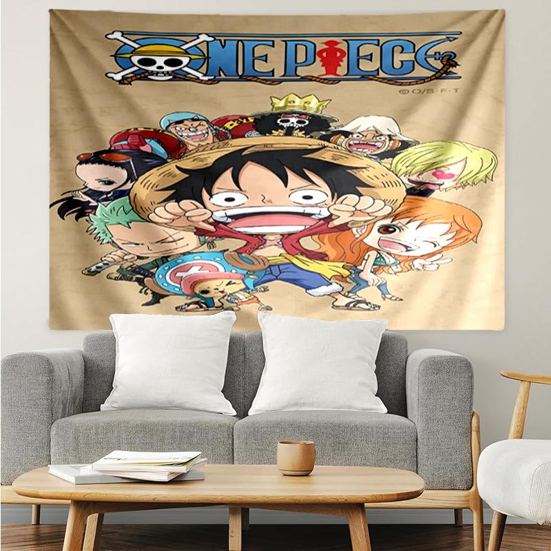 One Piece Print Tapestry, Backdrop, Easy Setup, Ideal for Bedroom, Office & Living Room, with Aesthetic Wall Hanging Decor.