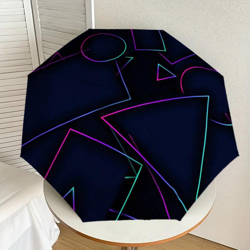 1pc Neon Geometric Shapes Umbrella with Plastic Handle,Suitable for All Seasons Home Travel Outdoor UmbrellaDD363