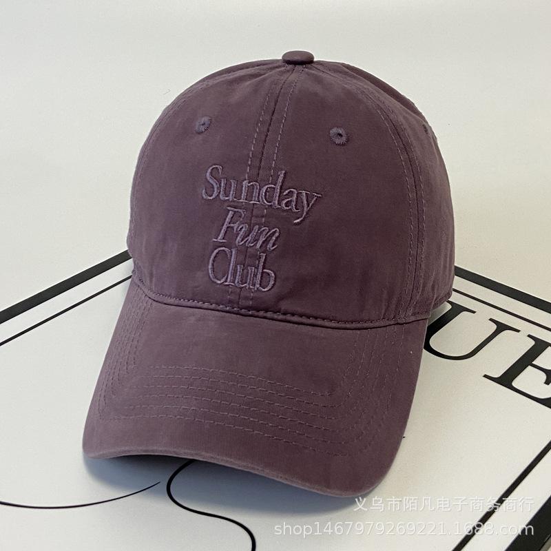New cotton baseball cap men's and women's Sunday three-row letter cap spring and summer wide-brimmed sun hat