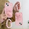 Cartoon Pig 3D Dimensional Phone Case For Iphone 14 Plus 13 12 Pro 11 Max 14pro13pro Pink Soft Silicone Cover With Lanyard Beads