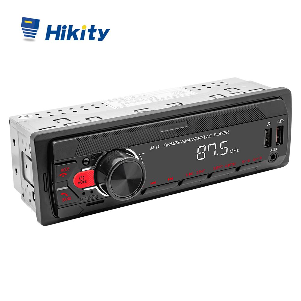Hikity Автомобильный радиоприемник 1Din 12 В, авторадио, MP3-плеер, голосовой помощник с искусственным интеллектом, приложение, дистанционное управление, Bluetooth, FM, AUX-in, USB, TF-карта, телефон, быстрая зарядка
