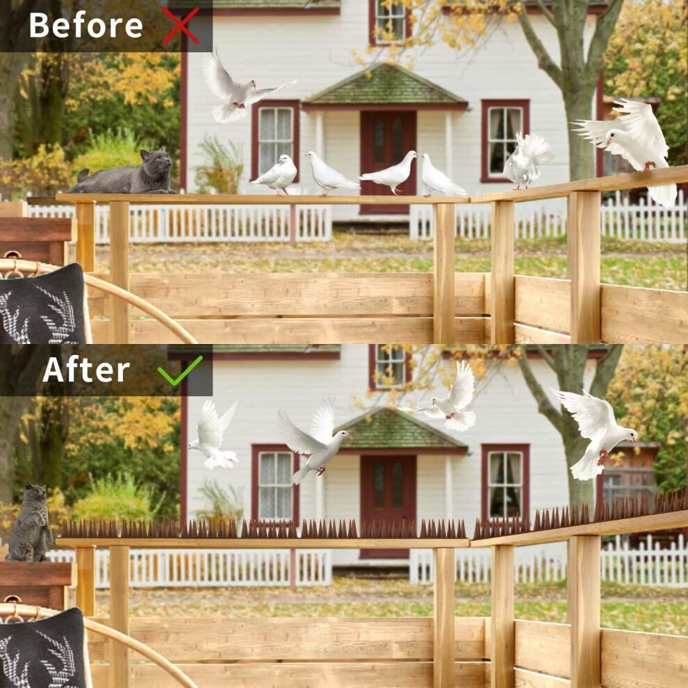 Pics anti-oiseaux à installation flexible pour poutres extérieures, pics répulsifs pour animaux avec base flexible pour tuyaux et colonnes,
