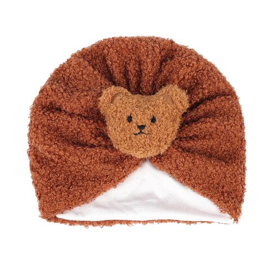 Children Hat Cartoon Bear Design Comfortable Elastic Fit Knitting Hat All-Round Thermal Protection Winter Baby Hat