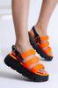 Women's Casual Sandals Orange Parachute Fabric High Sole Sandals