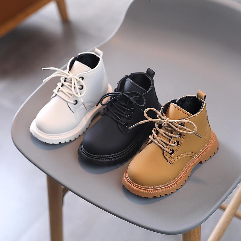 2024 Children's Autumn Boots Solid Color Winter Plush Girl Snow Boots Warm Fashion Kids Ankle Cotton Boots Boys Versatile Causal