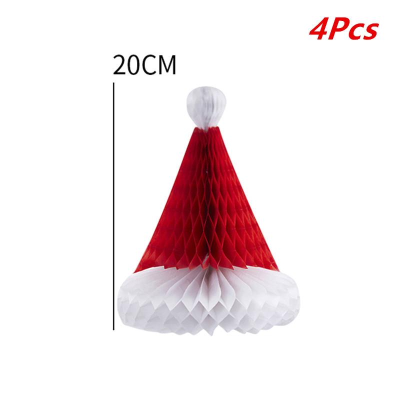 3/4/5/10PCS 20cm Christmas Tree Ornament Honeycomb Christmas Hats Hanging Pendant DIY New Year Xmas Party Decoration Home Market