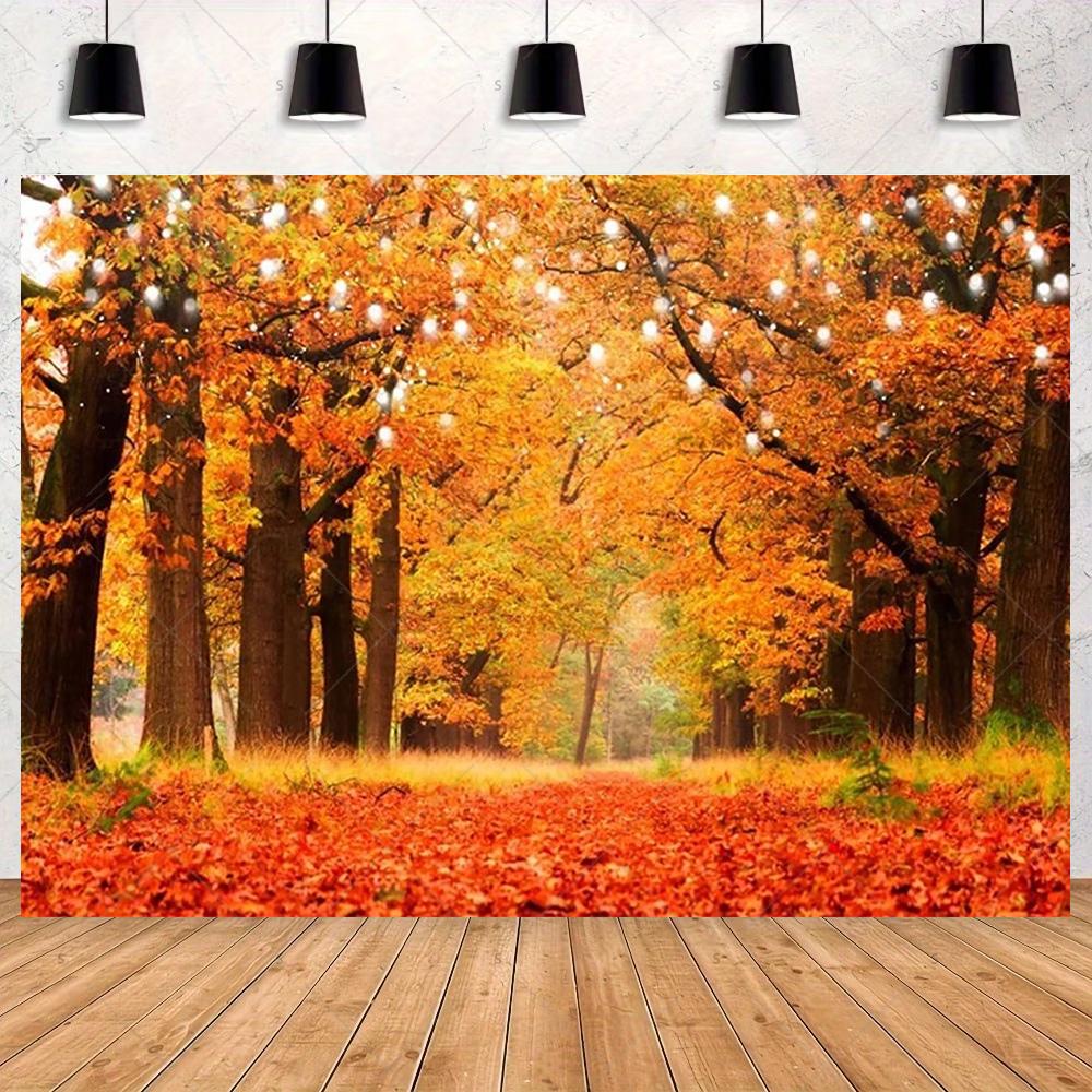 Autumn maple forest themed backdrop for adult birthday party decorations, photo banner, accessories3884