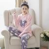 1 комплект, весенне-осенние женские милые пижамы, мягкая плюшевая теплая ночная рубашка, топ + нижние штаны, женские теплые фланелевые пижамы