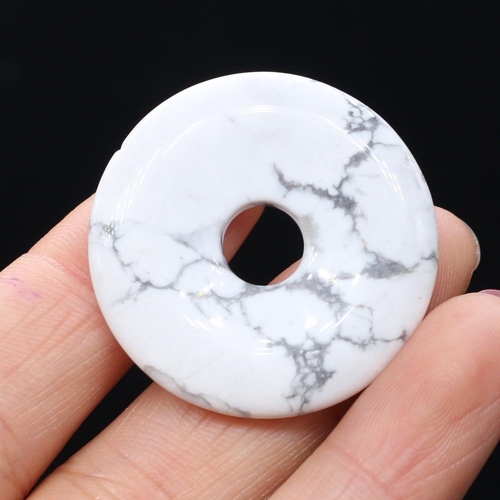 35x35 мм натуральный камень бусины с большими отверстиями круглый кристалл розовый кварц агат лазурит опал белая бирюза свободные бусины для изготовления ювелирных изделий DIY аксессуары